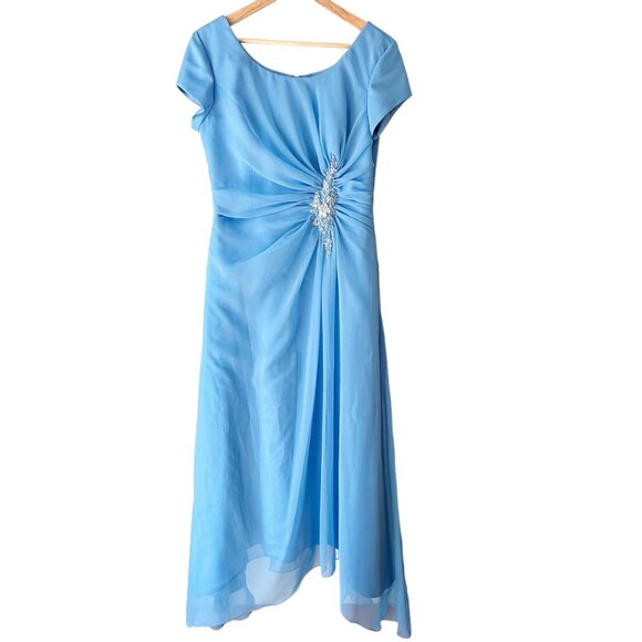 Bonny‎ Blue Wedding Bridesmaid Dress Mother of Bride 14 Beaded Embellishment - Picture 3 of 8